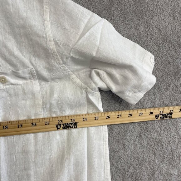 NEW Weatherproof Vintage Men's XXL White Short Sleeve Linen Button down Shirt - Picture 6 of 10